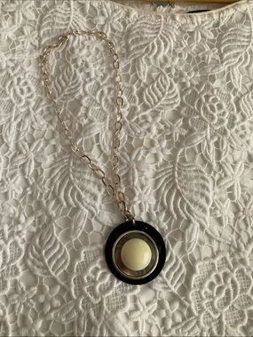 Statement Black and Cream Pendant Necklace